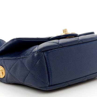 Chanel Caviar Quilted Small Twist Your Buttons Flap Blue 10 of 11