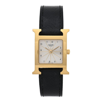 Hermes Stainless Steel Epsom 21mm Heure H Hour Quartz Watch Noir 1 of 4