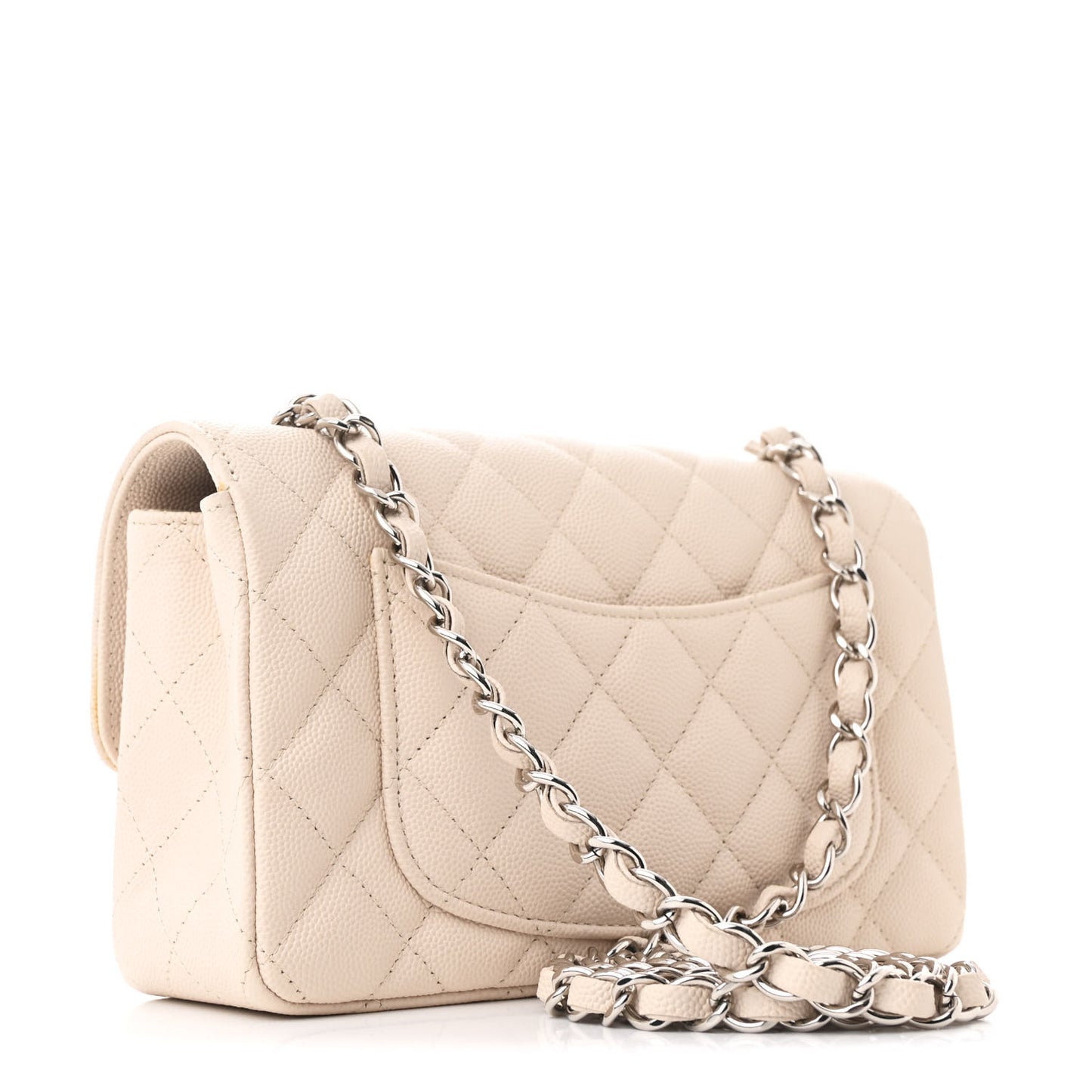 Caviar Quilted Mini Rectangular Flap Light Beige