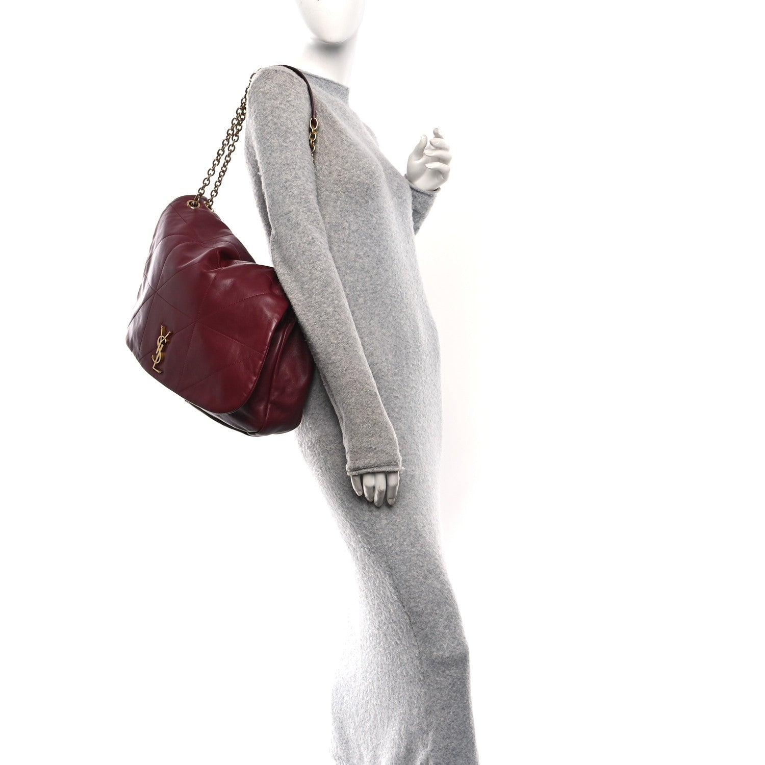 Saint Laurent Lambskin Matelasse Monogram Large Jamie 4.3 New Dark Bordeaux 2 of 10