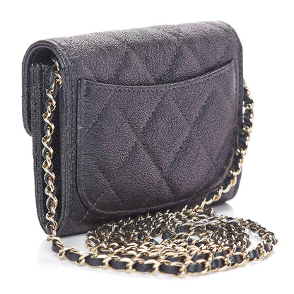 Chanel Iridescent Caviar Quilted Flap Card Holder On Chain Black 3 of 12