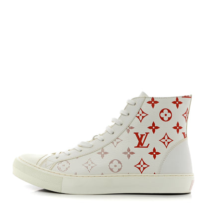 Louis Vuitton Monogram Mens Tattoo Sneaker Boots 8 White Red 1 of 8