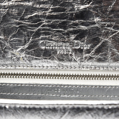 Christian Dior Metallic Crinkled Lambskin Medium Diorama Flap Bag Silver 6 of 13