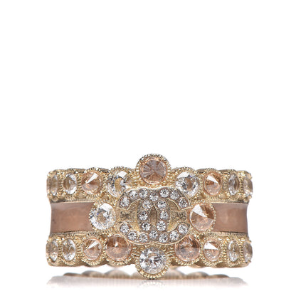Chanel Crystal Enamel CC Ring 7 Gold 1 of 5