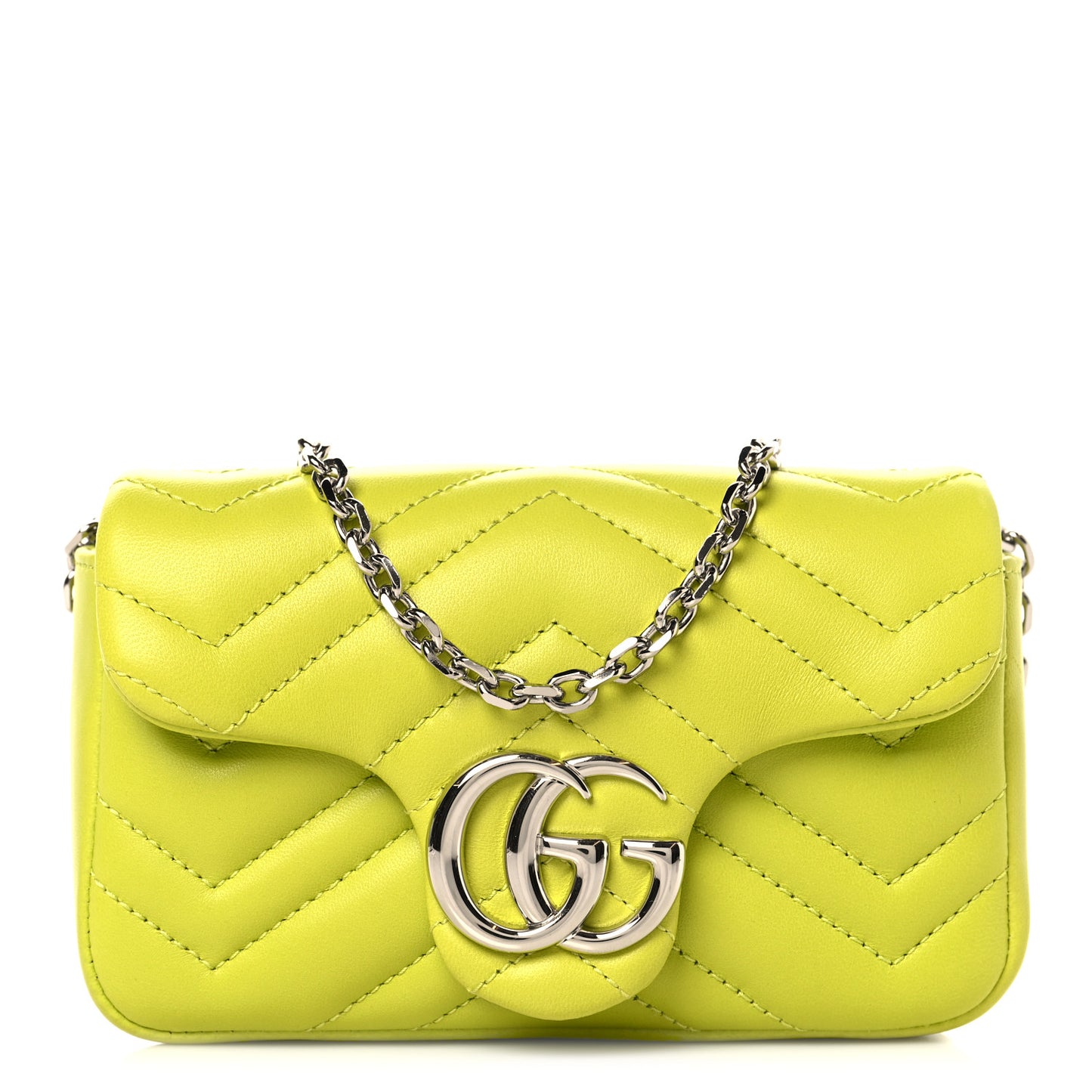 Lambskin Matelasse Mini GG Marmont Shoulder Bag Bright Green
