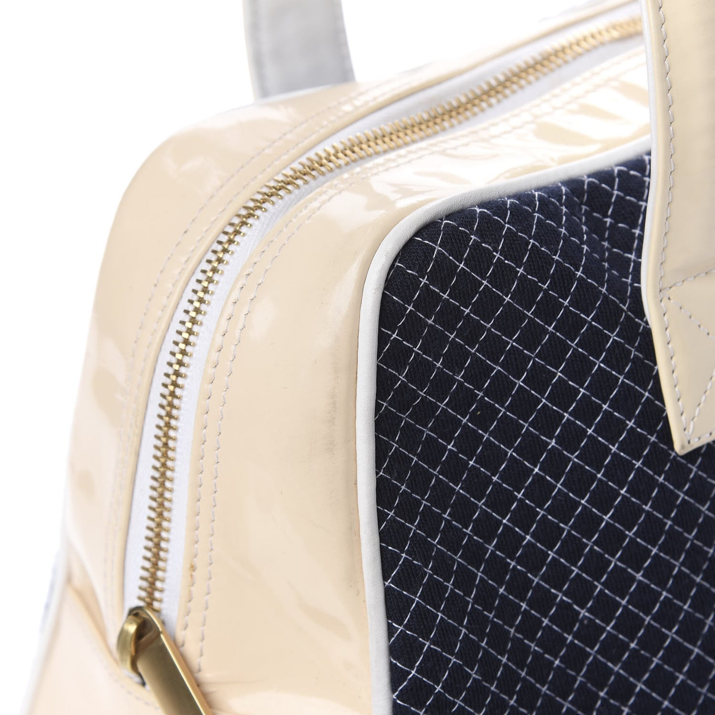 Patent Jersey Quilted Bowler Navy Blue