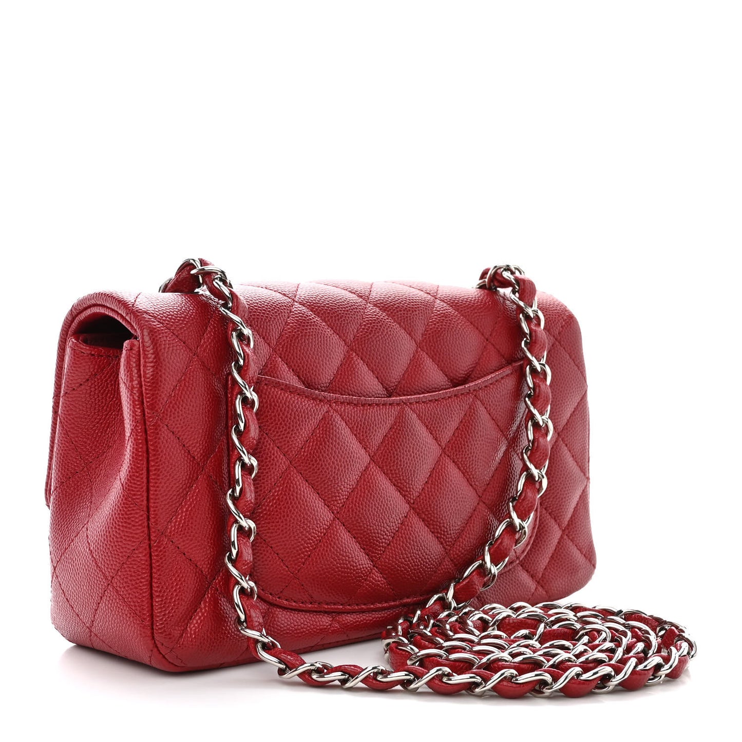 Caviar Quilted Mini Rectangular Flap Red