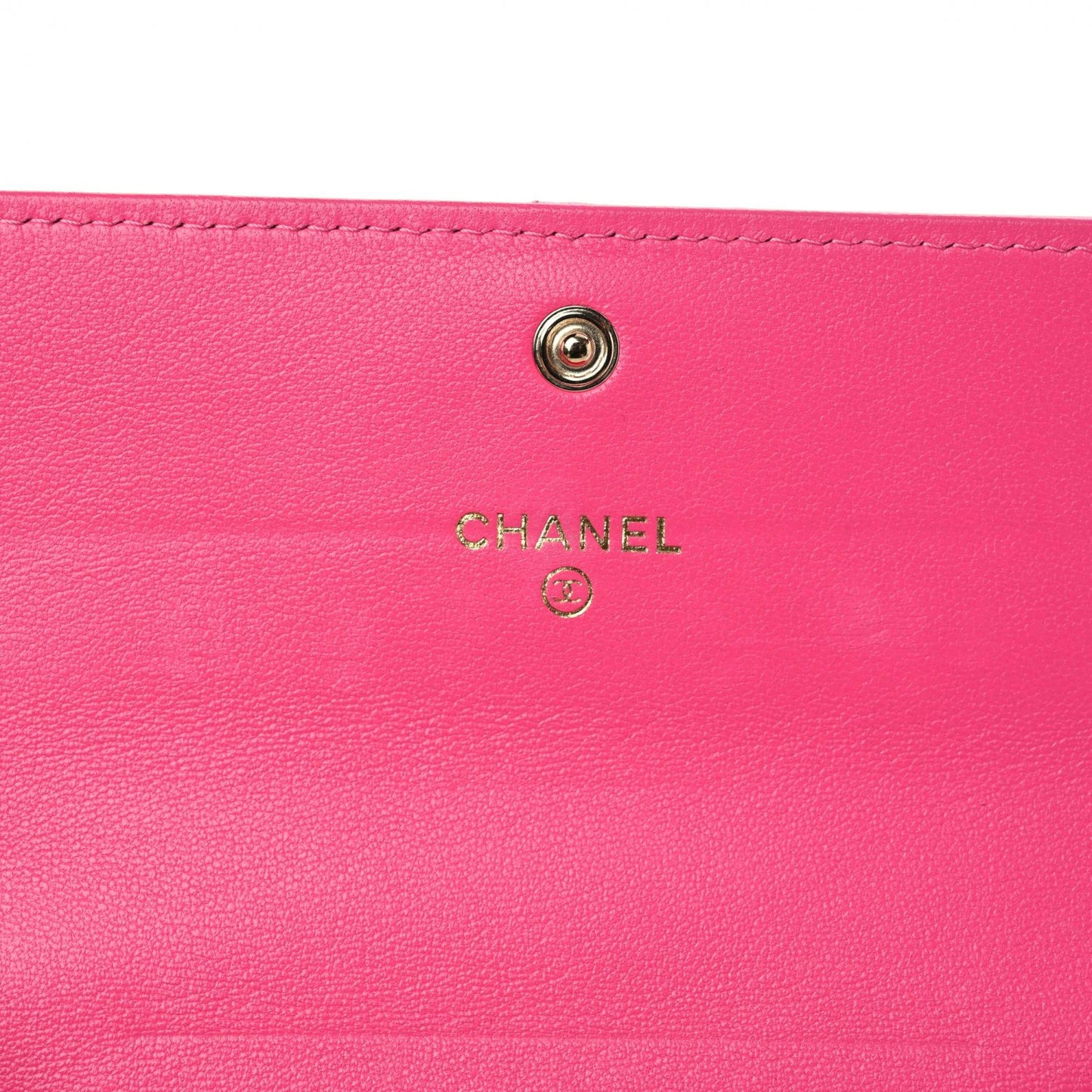 Shiny Goatskin Quilted Chanel 19 Flap Wallet Dark Pink