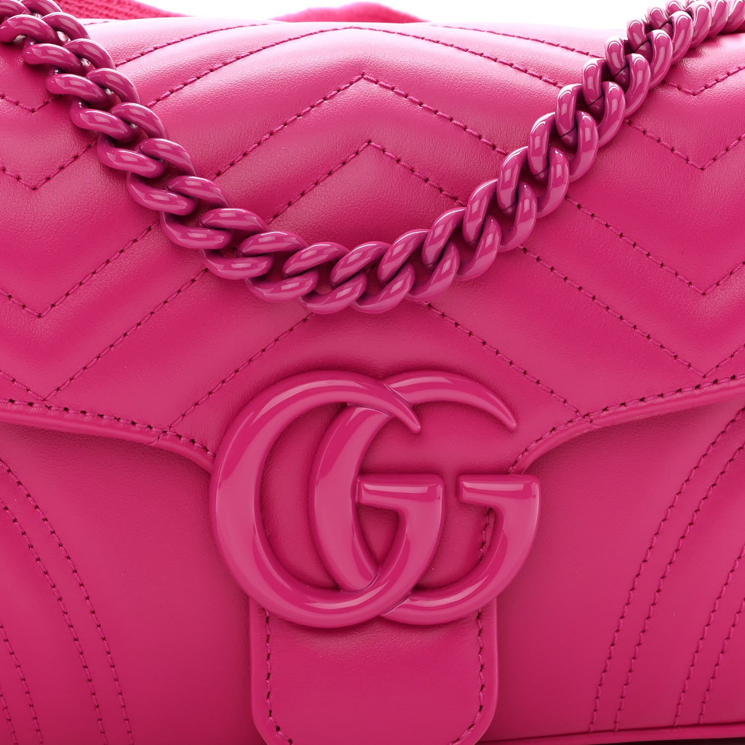 Gucci Calfskin Matelasse Monochrome GG Marmont Crossbody Shoulder Bag Classic Fuxia 9 of 12