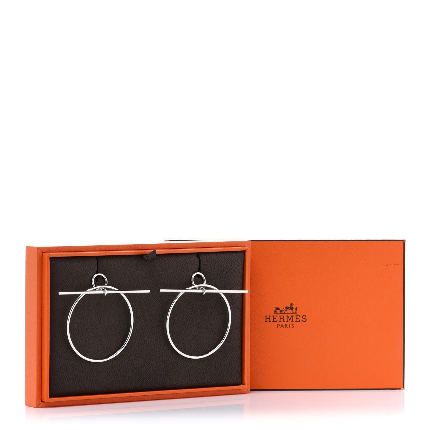 Hermes Sterling Silver MM Loop Earrings 7 of 7