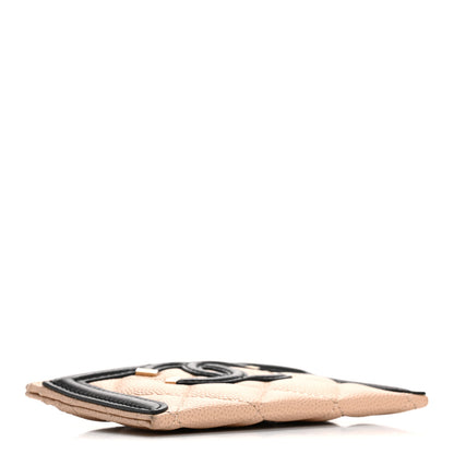 Chanel Caviar Quilted Filigree Card Holder Beige Black 4 of 13