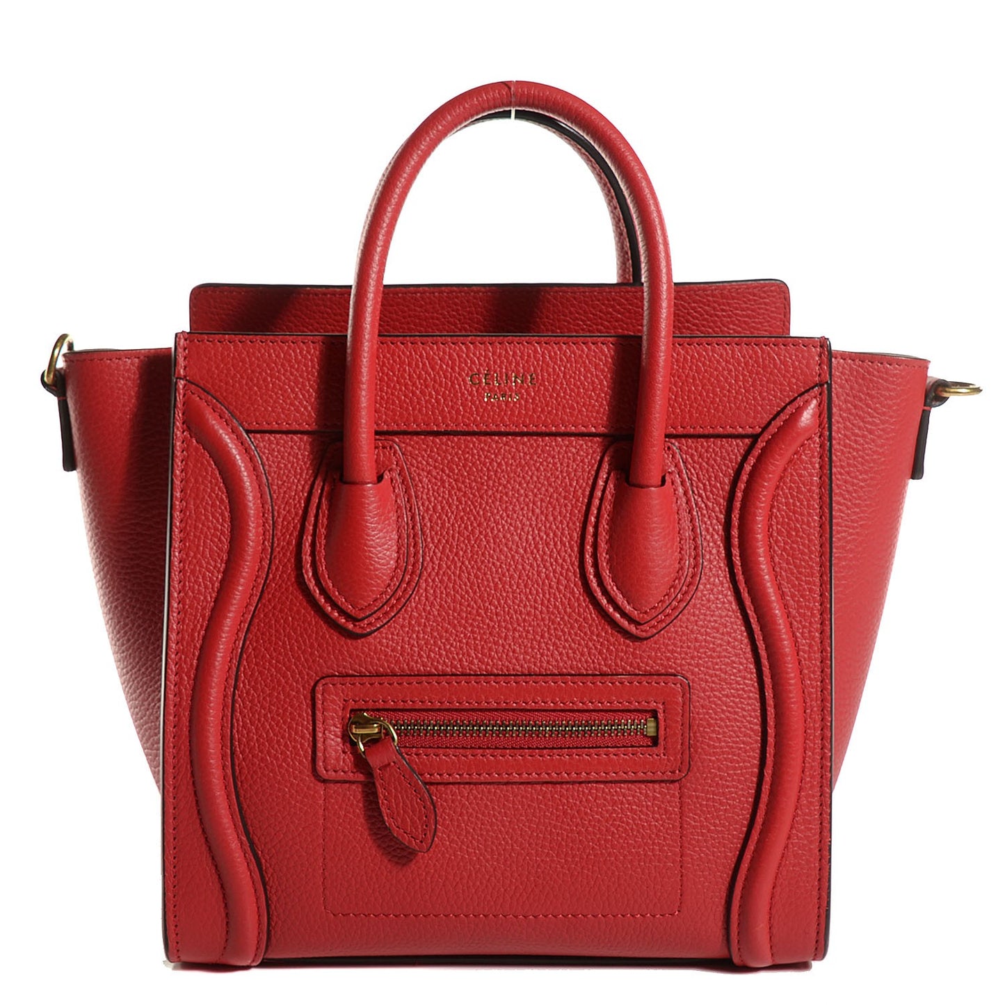Drummed Calfskin Nano Luggage Coquelicot