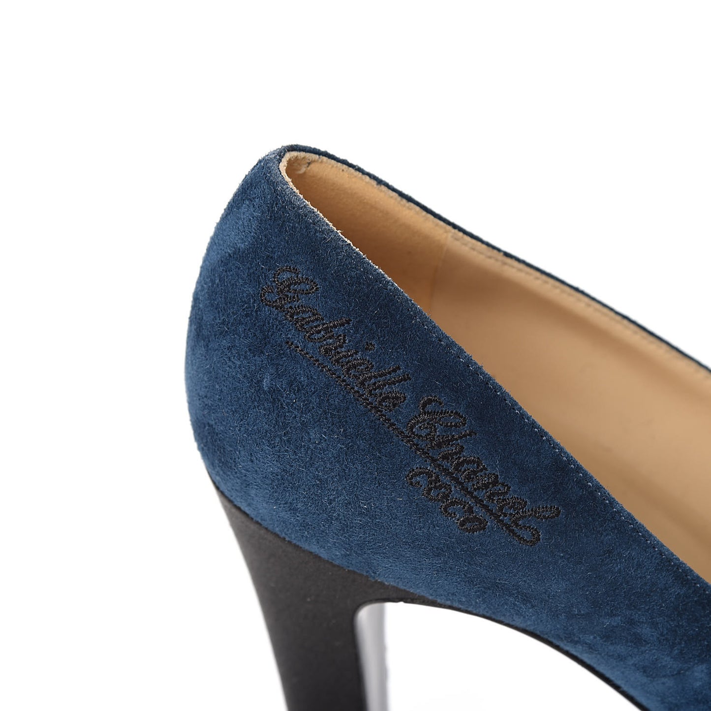 Suede Satin Cap Toe Gabrielle Pumps 35.5 Navy Black