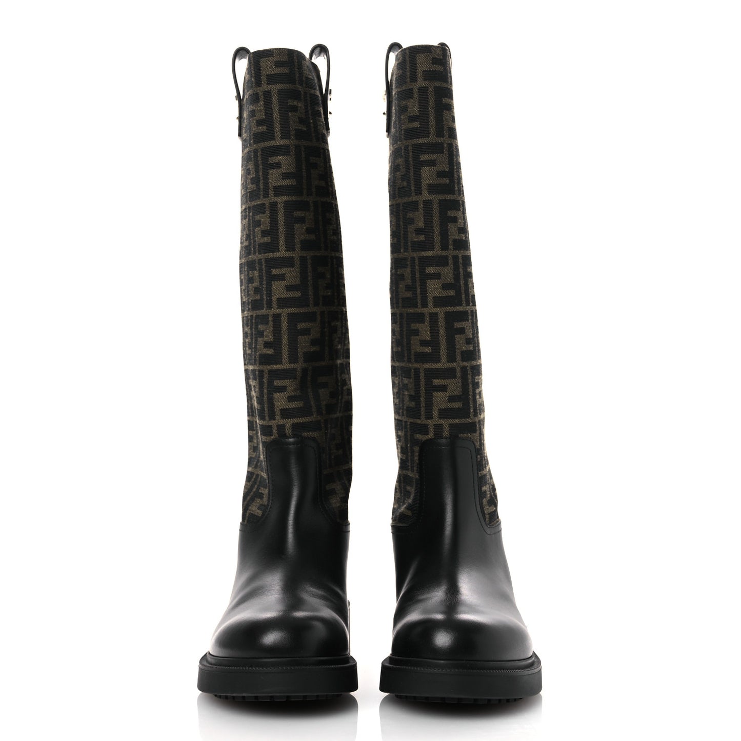 Zucca Calfskin Flip Boots 41 Brown Black