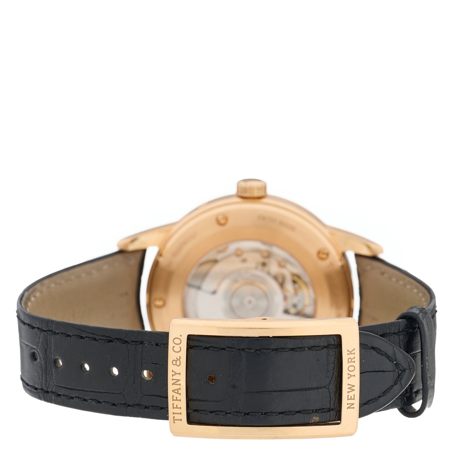 Tiffany 18K Rose Gold Alligator 40mm CT60 Chronograph Annual Calendar Automatic Watch 3 of 5