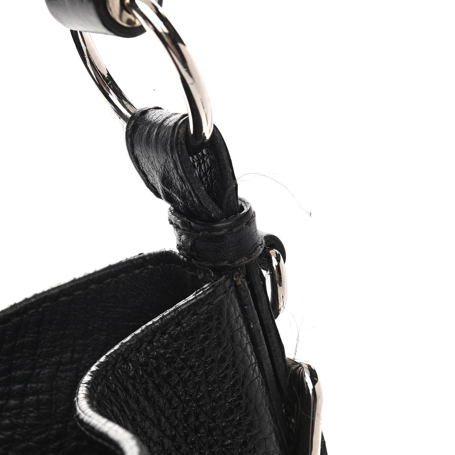 Vitello Daino Embossed Logo Hobo Black