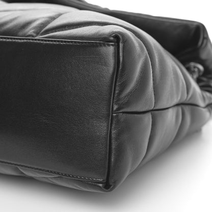 Saint Laurent Lambskin Quilted Medium Loulou Puffer Monogram Chain Satchel Black 10 of 11
