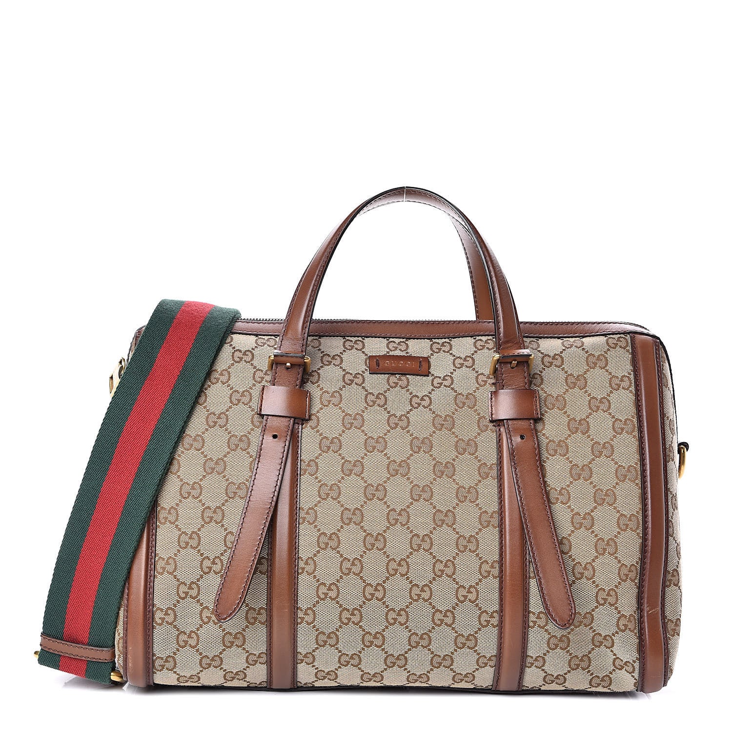 Gucci Monogram Medium Lady Web Boston Bag Beige Cuir 1 of 16