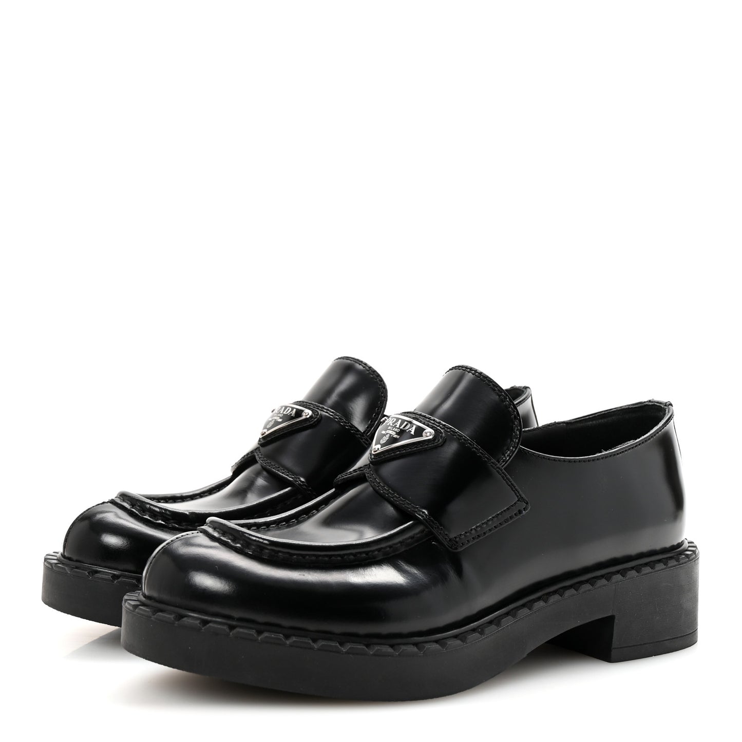 Spazzolato Metal Triangle Logo 50mm Loafers 37 Black