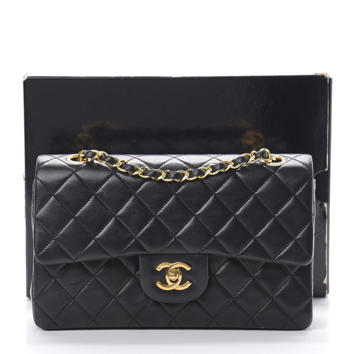 Lambskin Quilted Small Double Flap Black