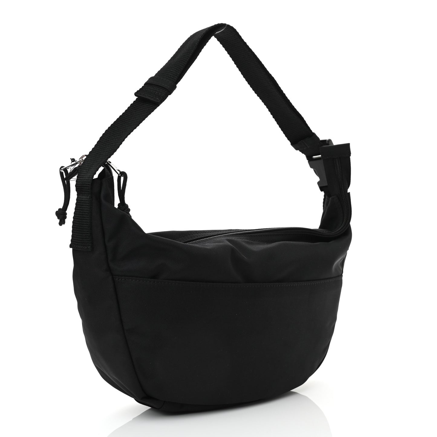 Recycled Sport Nylon Logo Embroidered Large Wheel Sling Bag Black White