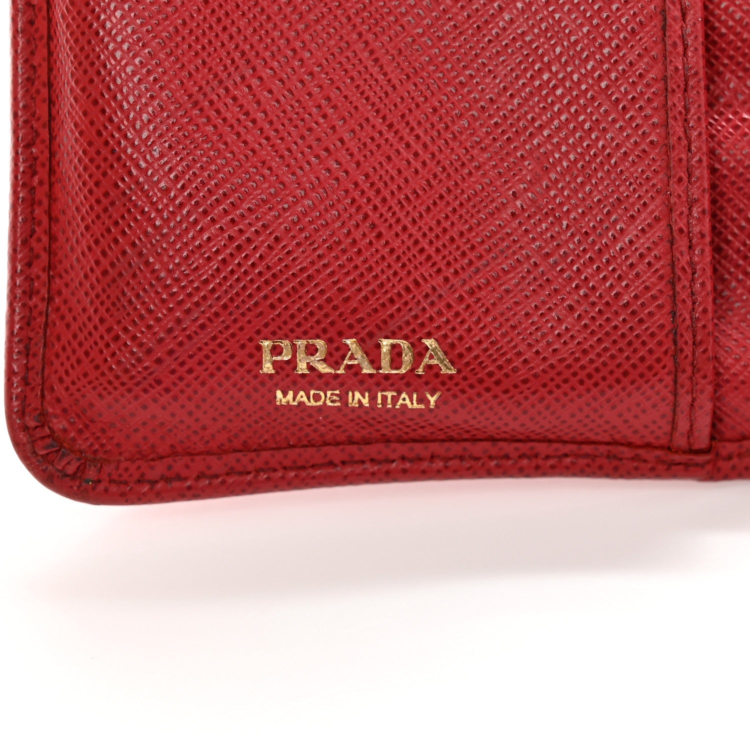 Prada Saffiano Metal Compact Wallet Fuoco 7 of 30