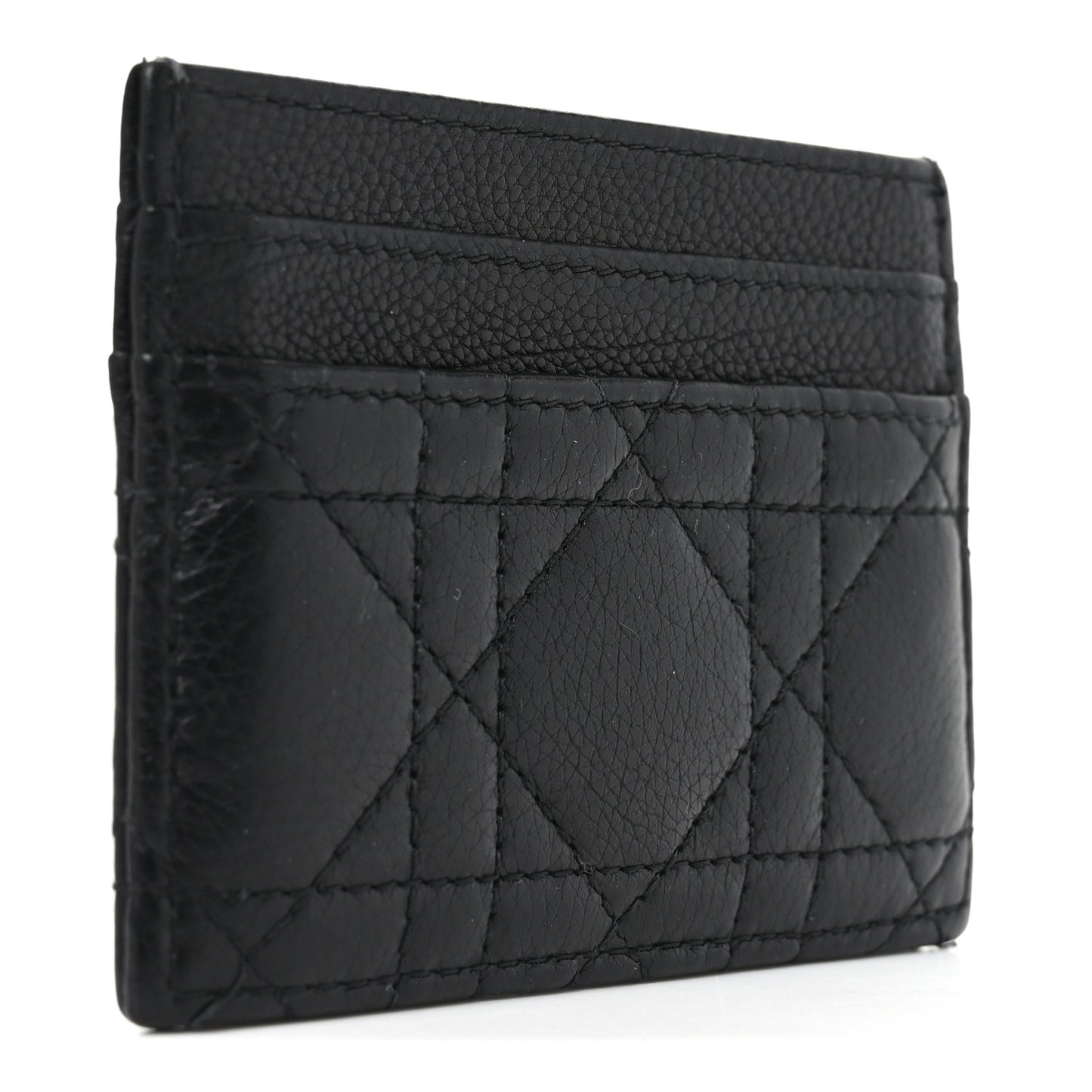 Supple Calfskin Cannage Caro Freesia Card Holder Black