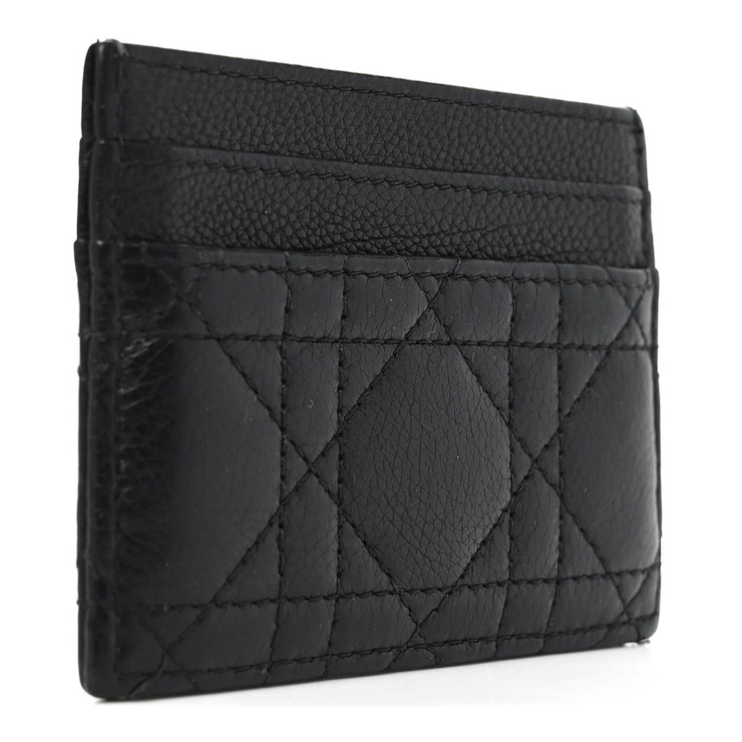 Christian Dior Supple Calfskin Cannage Caro Freesia Card Holder Black 3 of 7