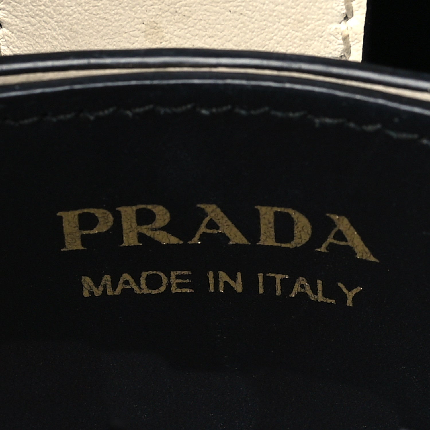 Prada Saffiano Cuir Calfskin Small Panier Bucket Bag White Black 6 of 9