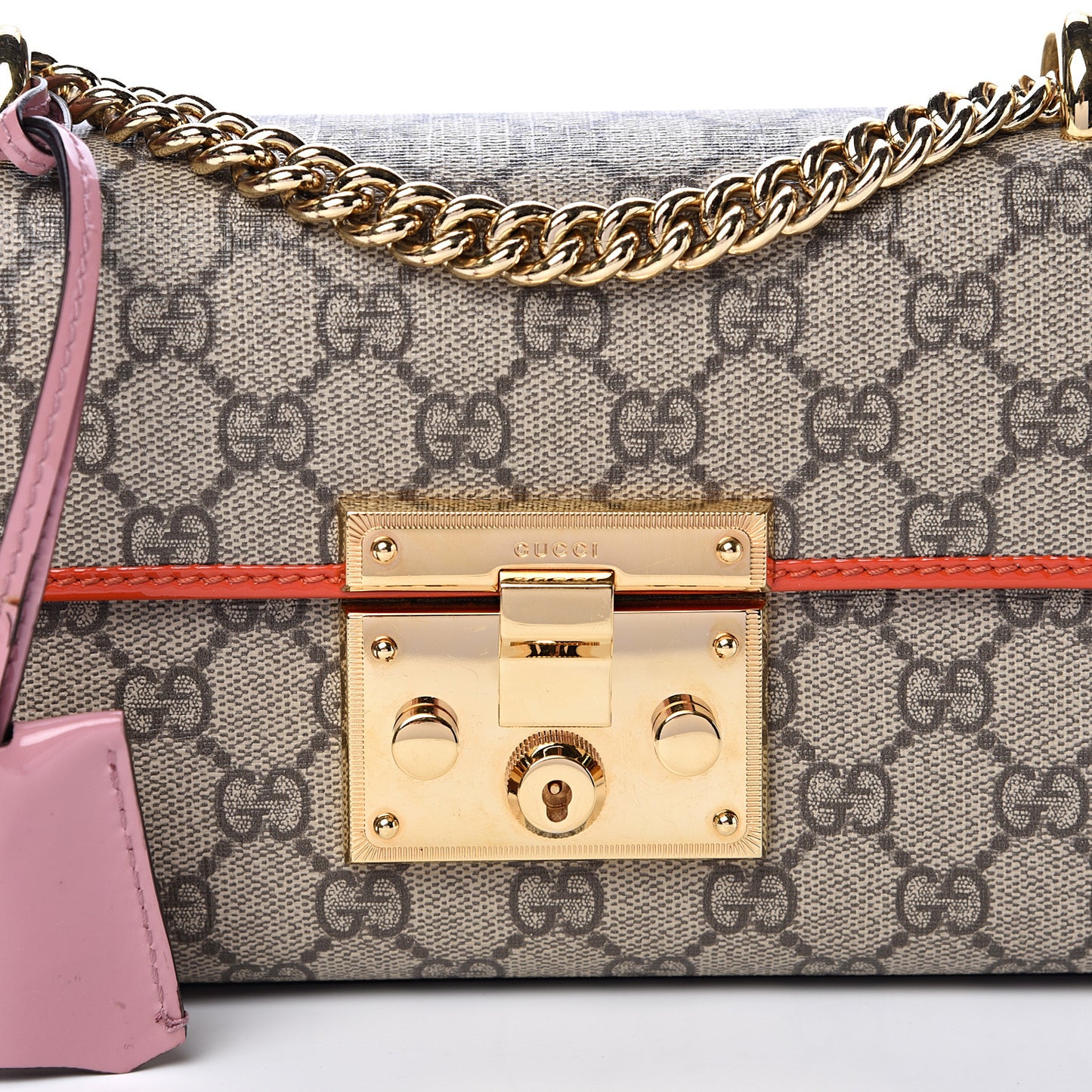 GG Supreme Monogram Patent Small Padlock Shoulder Bag Multicolor