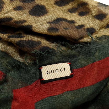 Gucci Modal Silk Leopard Web Print Web Scarf 4 of 4