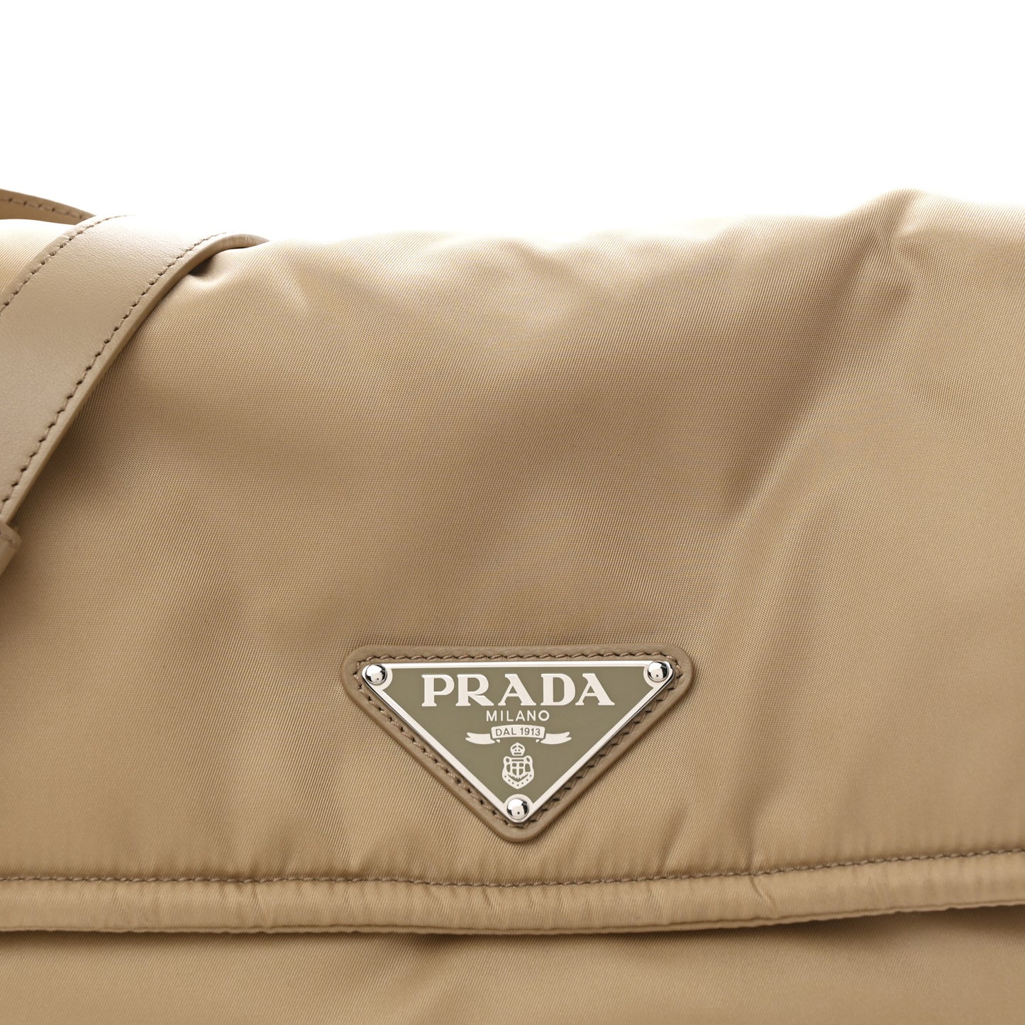 Re-Nylon Vitello Padded Large Flap Shoulder Bag Deserto