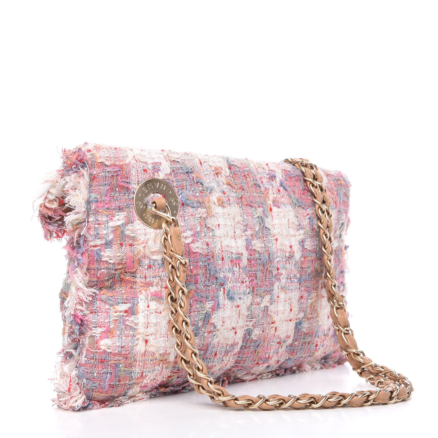 Chanel Tweed Fringe Chain Clutch Multicolor 3 of 9