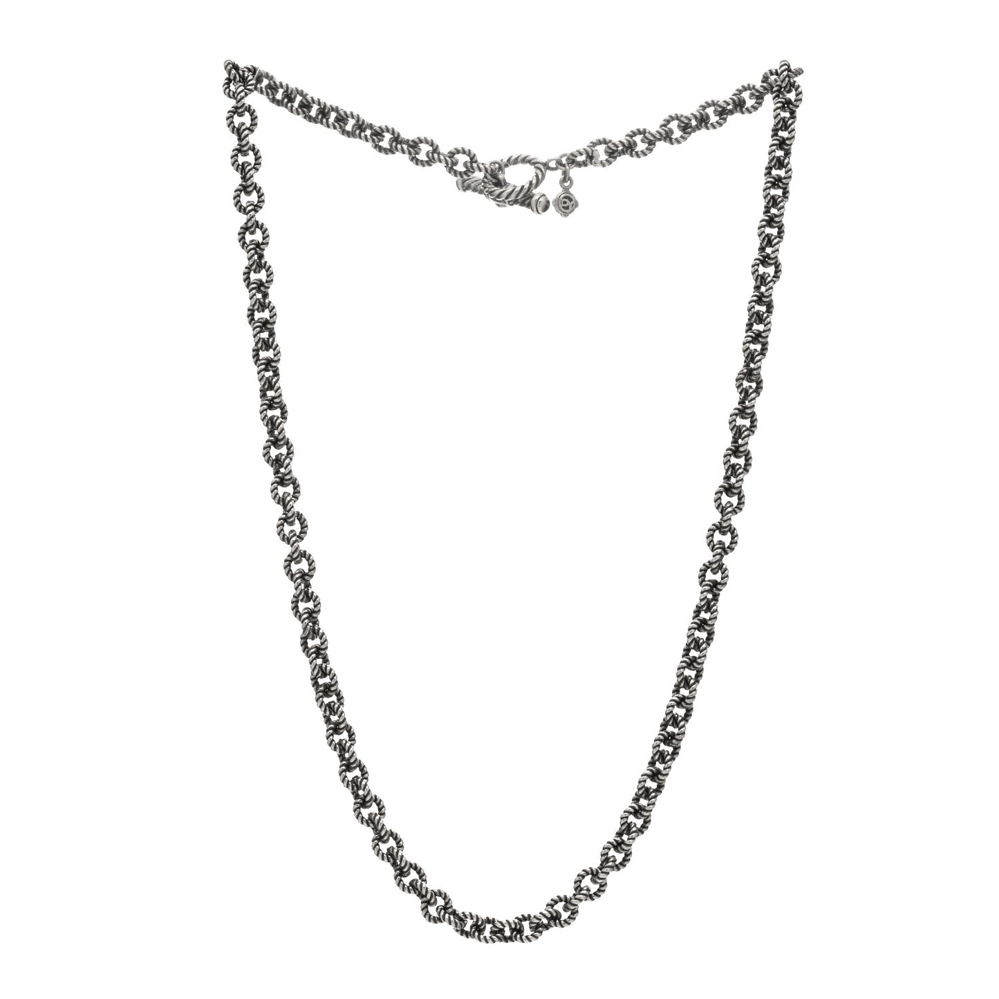 Sterling Silver 6mm Oval Cable Link Toggle Necklace 18"