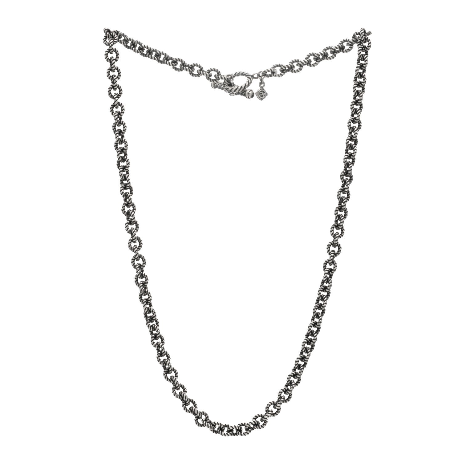 David Yurman Sterling Silver 6mm Oval Cable Link Toggle Necklace 18" 2 of 3