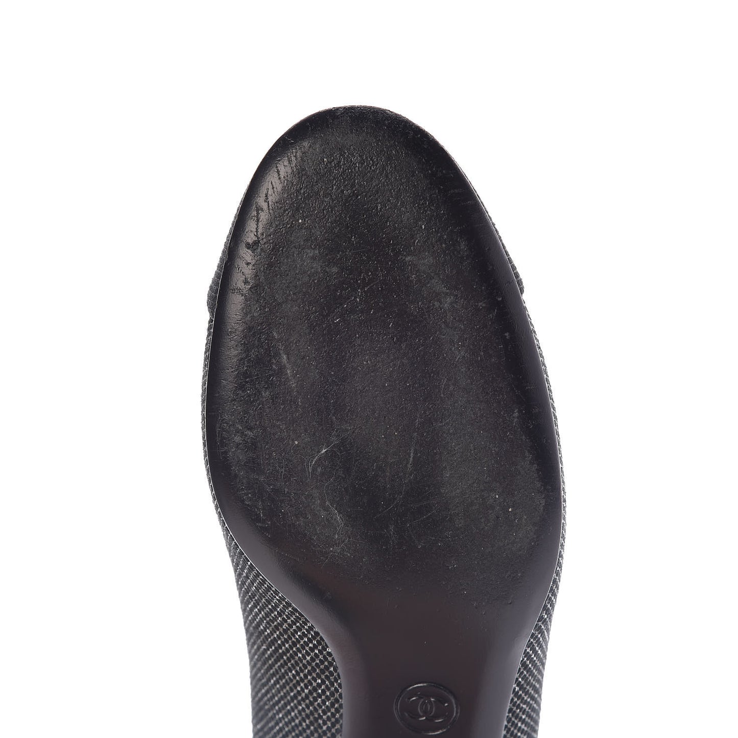 Metallic Mesh Quilted CC Cap Toe Pumps 38.5 Black Silver