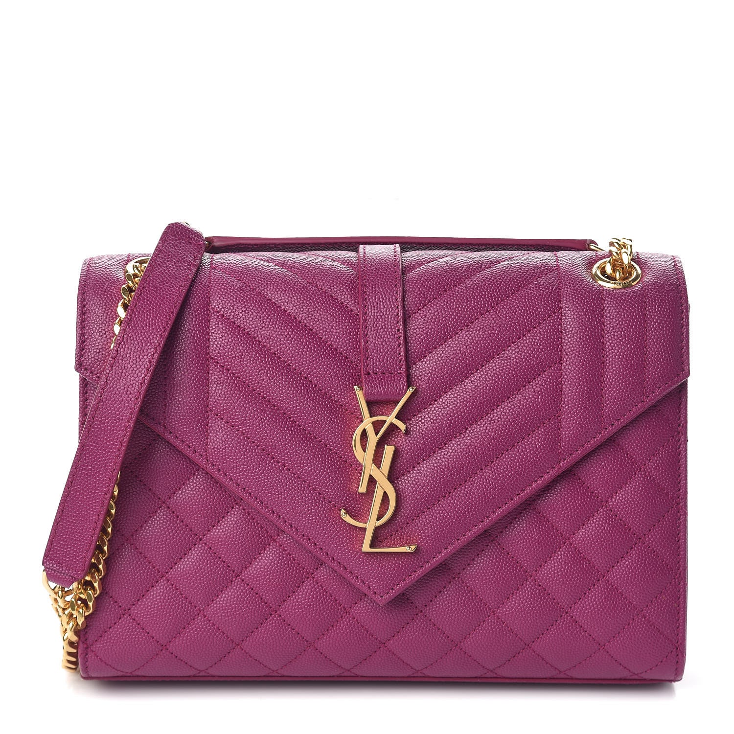 Saint Laurent Grain De Poudre Medium Tri-Quilt Monogram Satchel Purple 1 of 10