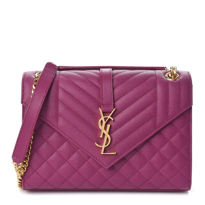 Saint Laurent Grain De Poudre Medium Tri-Quilt Monogram Satchel Purple 1 of 10