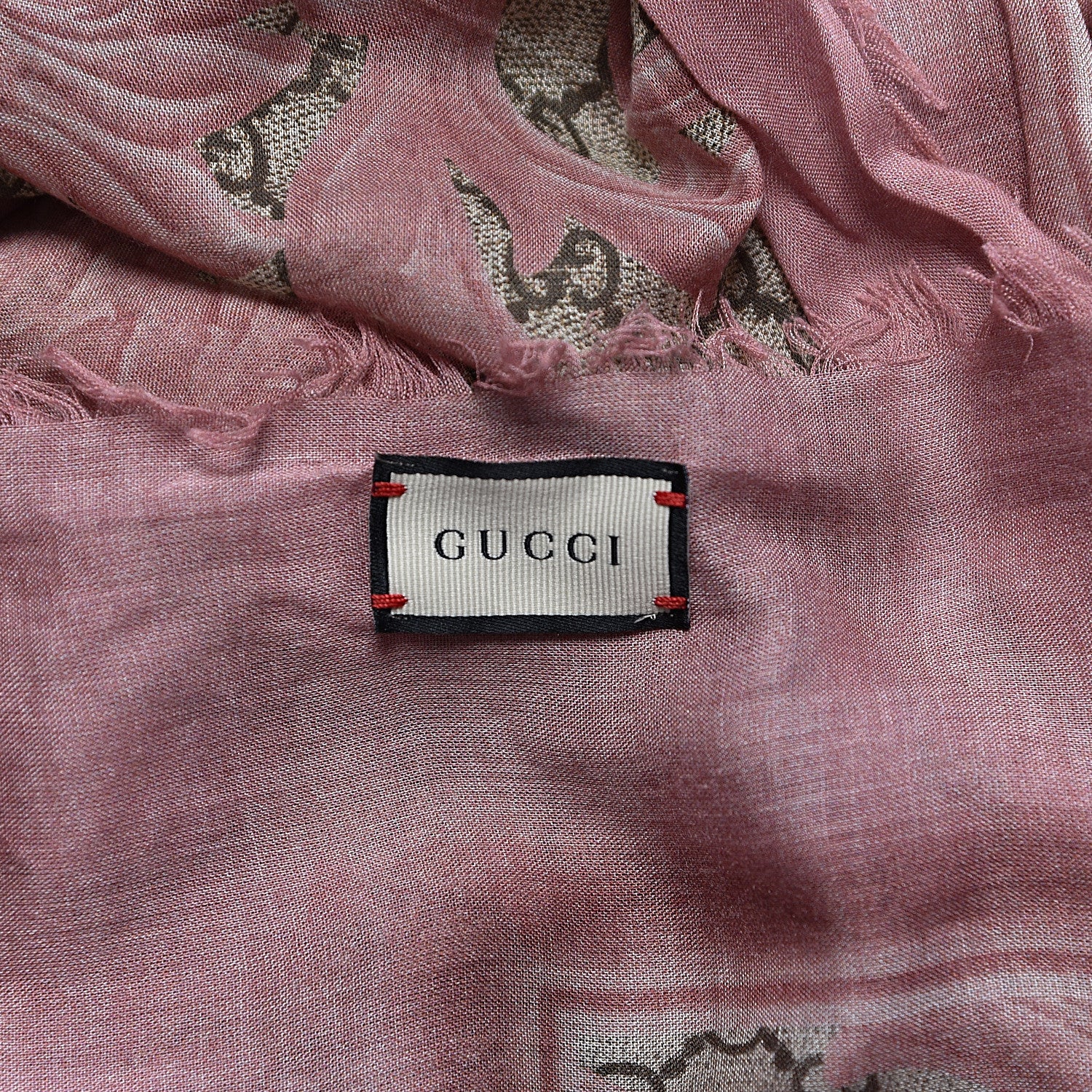 Gucci Modal Silk GG Monogram Big Arabesque Shawl Beige Pink 3 of 4
