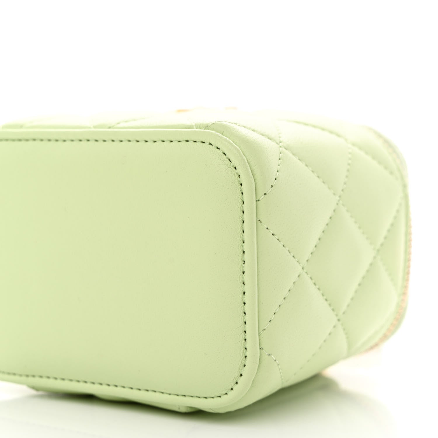 Chanel Lambskin Quilted Pearl Crush Mini Vanity Case With Chain Light Green 12 of 13