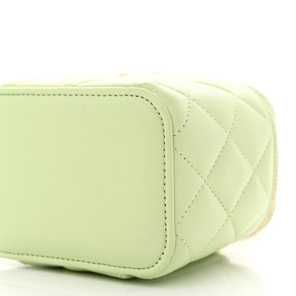 Chanel Lambskin Quilted Pearl Crush Mini Vanity Case With Chain Light Green 12 of 13