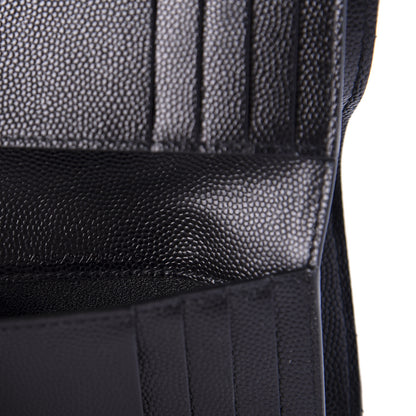 Saint Laurent Grain De Poudre Matelasse Chevron Monogram Zipped Two-Part Wallet Black 9 of 10