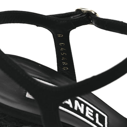 Chanel Cotton Lace CC Platform Sandals 36.5 Black 10 of 13