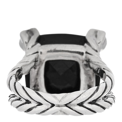 David Yurman Sterling Silver Black Onyx Pave Diamond 15mm Cushion On Point Ring 50/5.5 4 of 5