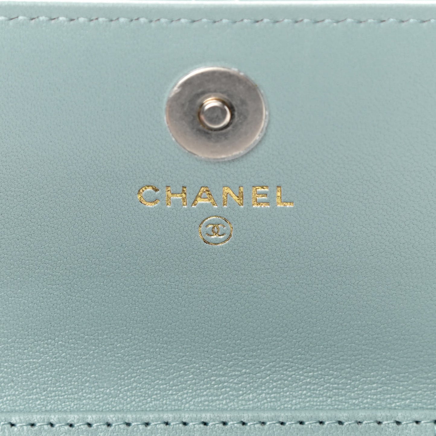 Lambskin Quilted Chanel 19 Flap Coin Purse With Chain Light Blue