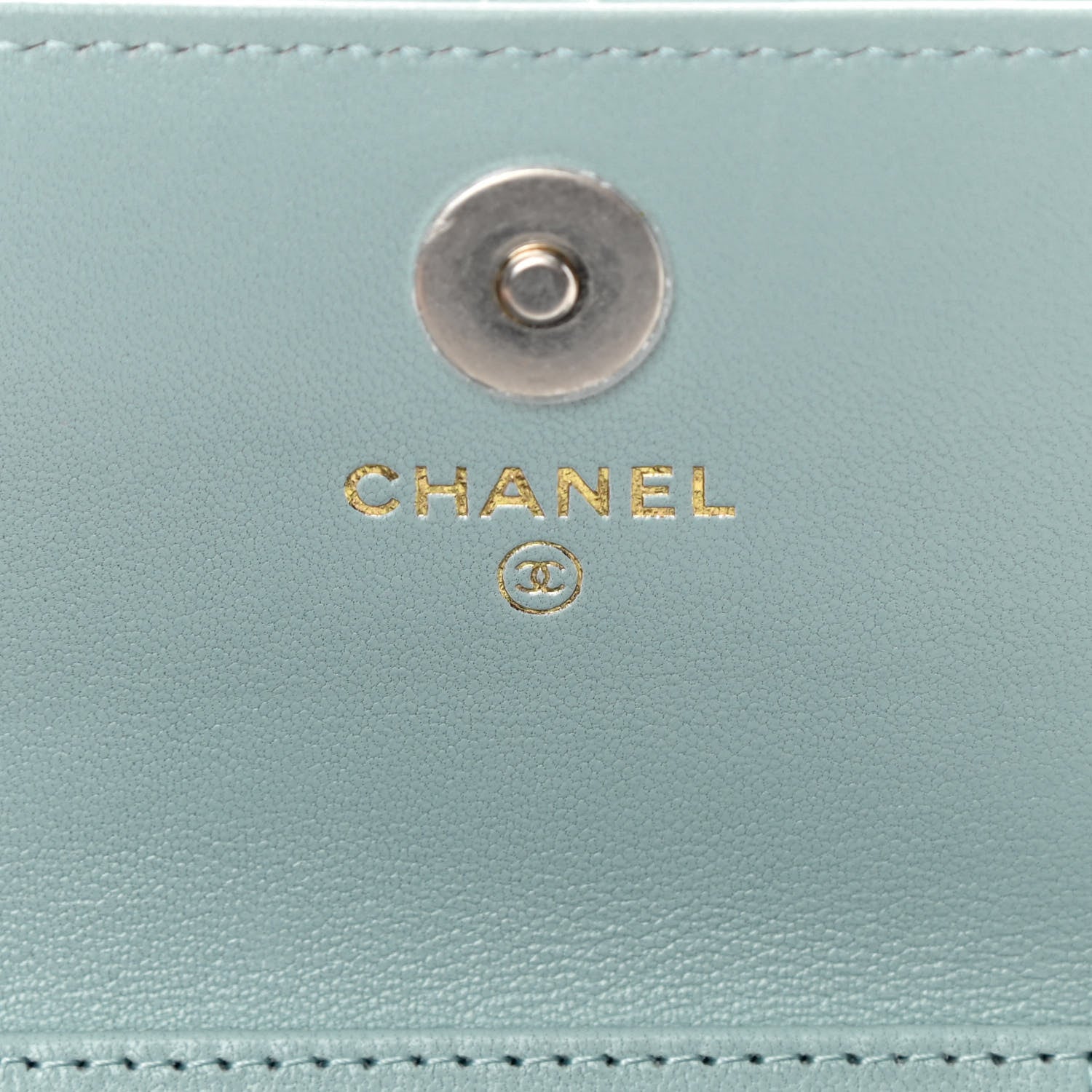 Chanel Lambskin Quilted Chanel 19 Flap Coin Purse With Chain Light Blue 6 of 13