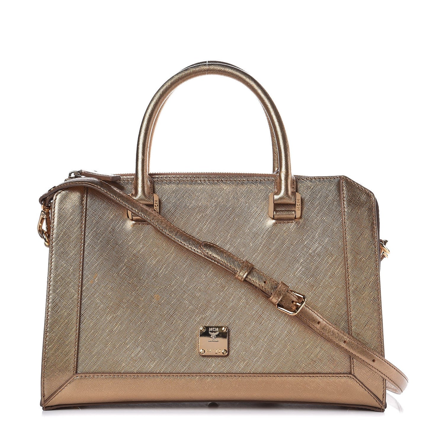 Metallic Saffiano Nuovo Tote Gold