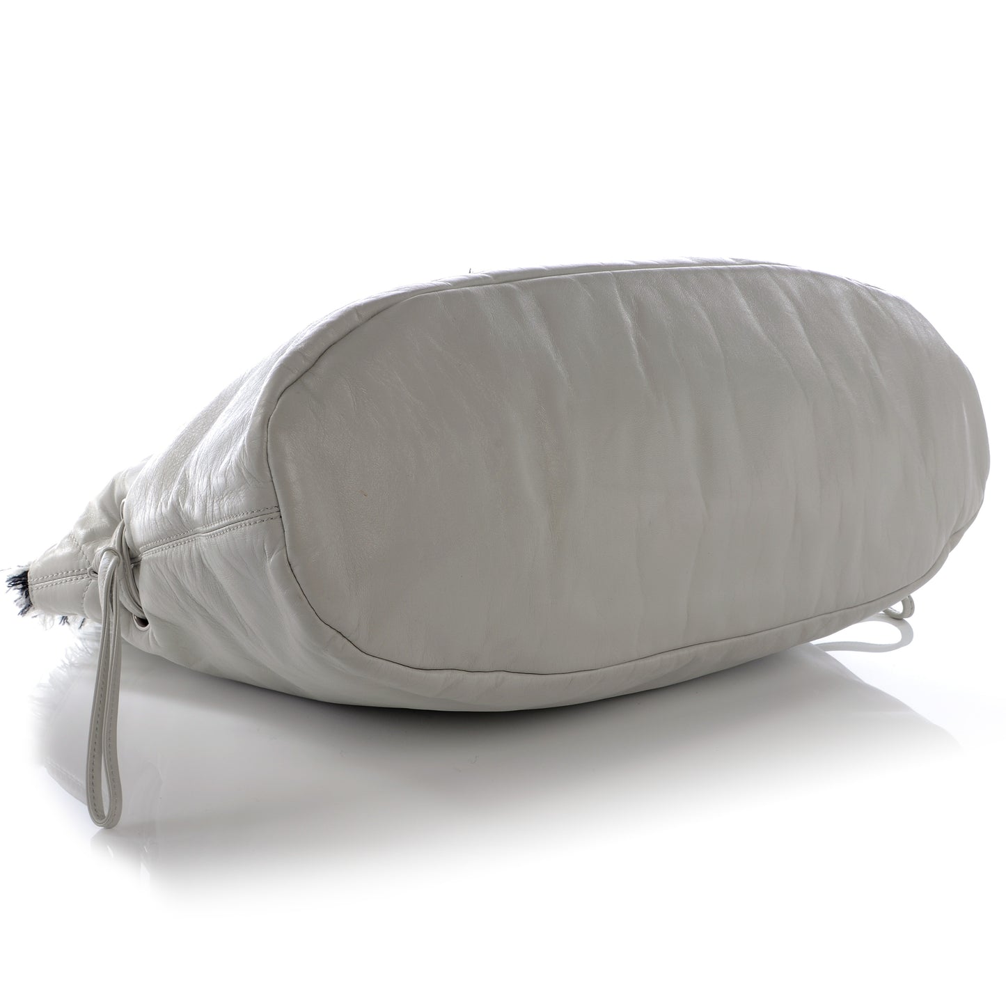 Lambskin Drawstring Tweedy Tote Light Grey