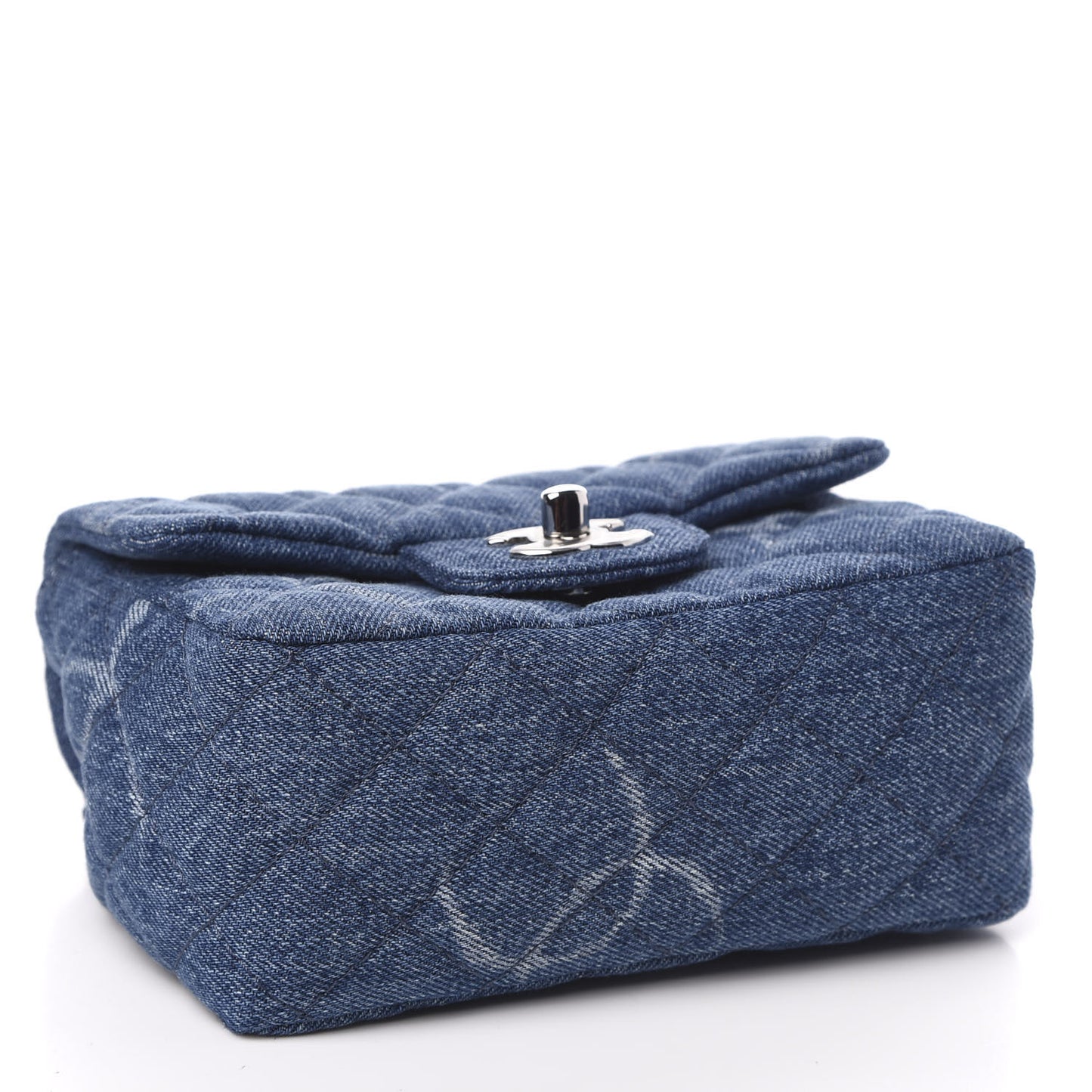 Denim CC Quilted Mini Square Flap Blue