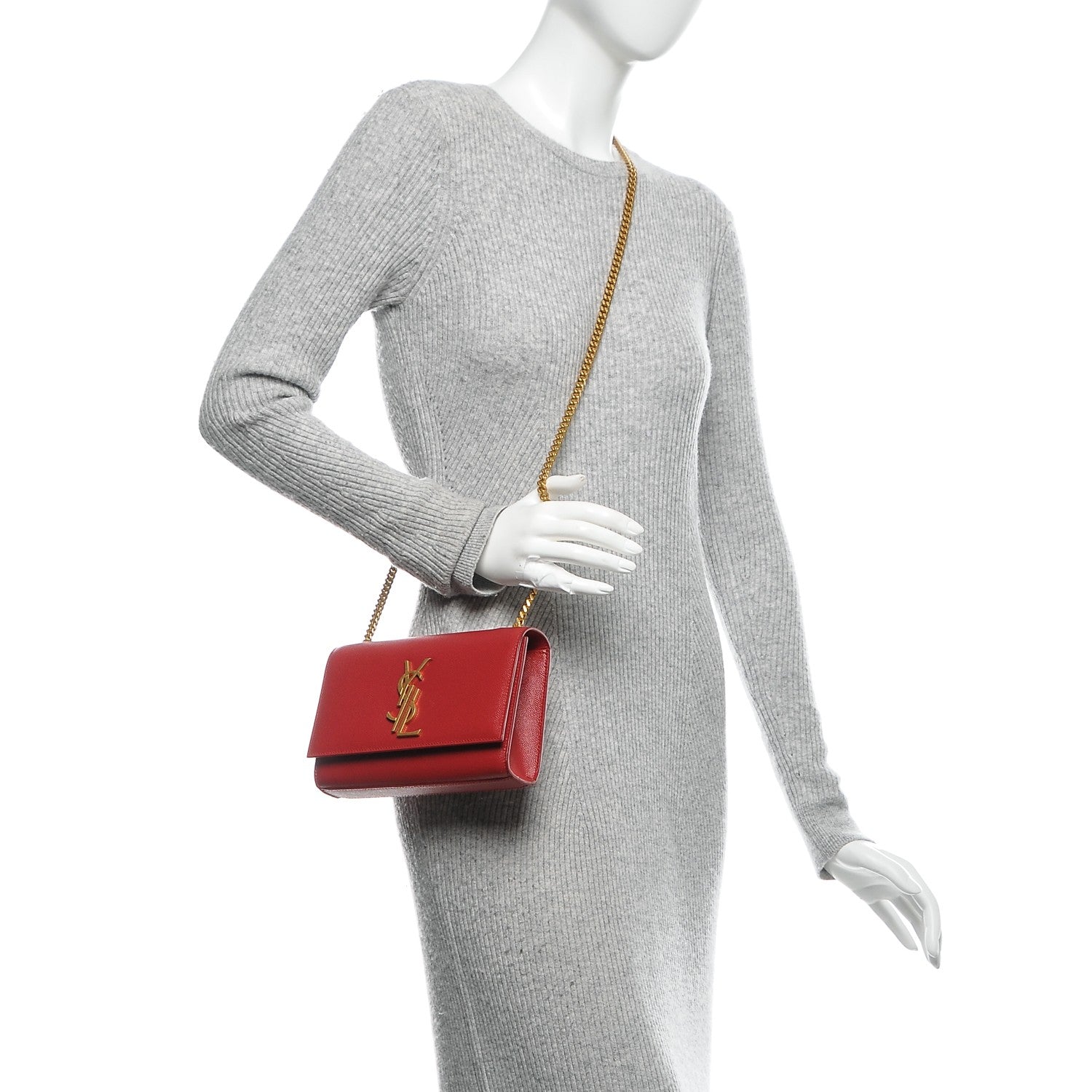 Saint Laurent Grain De Poudre Small Deconstructed Monogram Kate Satchel 2 of 6